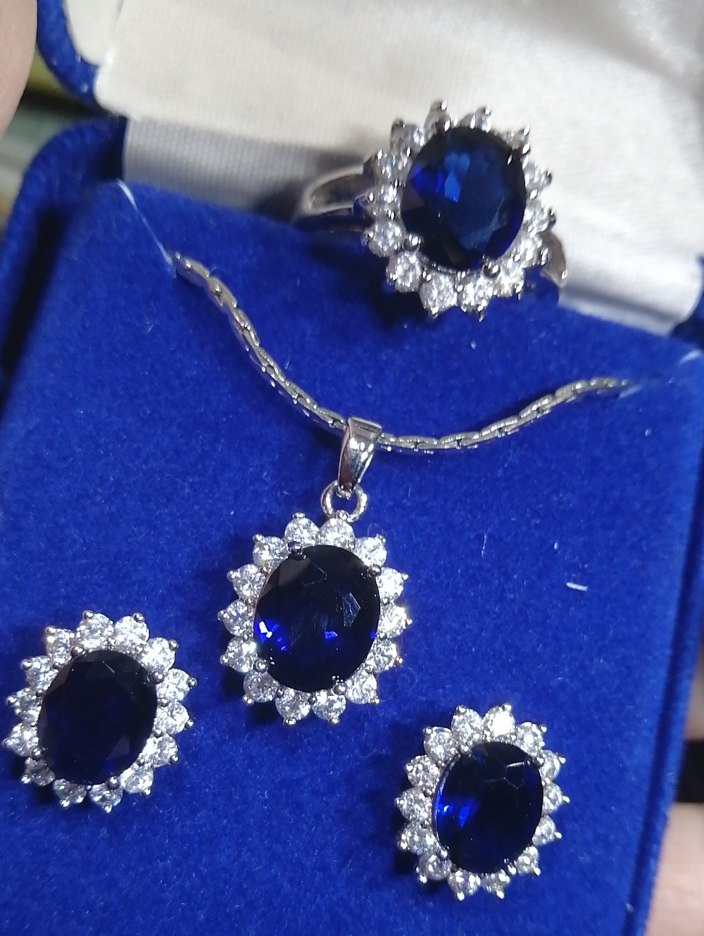 Royal Deluxe Princess Diana's Ring, Earrings, Necklace Bundle